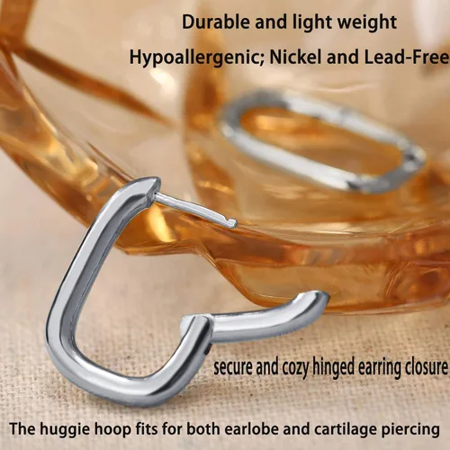 Vista 6 de 6 Pairs Chunky Gold Hoop Earrings Set for Women 14K Gold Plated Hypoallergenic Thick Open Huggie Hoop Set Jewelry for Gifts