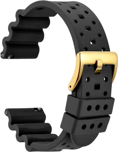 Vista 15 de WOCCI Correas de reloj de goma FKM ventiladas (no de silicona), correas de fluorogoma para relojes de buceo, liberación rápida, hebilla de acero