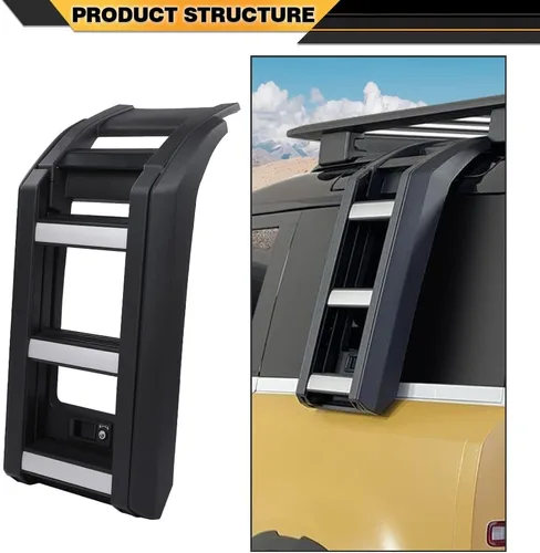 Vista 9 de CNNELL Escalera de acceso lateral para portaequipajes compatible con Land Rover Defender 90/110 2020-2023 L663