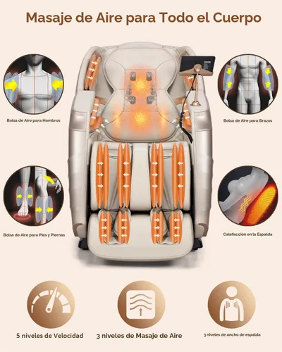 Vista 4 de RELX Silla de Masaje de Cuerpo Completo, 15 Modos de Gravedad Cero SL-Track, Silla de Masaje Shiatsu con Sistema de Calor Integrado, Masaje de Crema