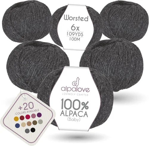 Vista 39 de Set de Lana Abultada (6 x 50 g) Súper Suave de Alpaca Bebé para Tejer Antracita 300 Metros