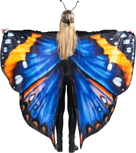 Vista 2 de Dress Up America Disfraz de mariposa para mujer, juego de alas de mariposa coloridas para adultos, diadema y máscara