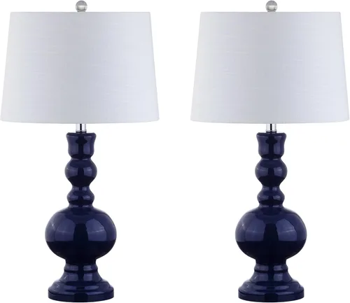 Vista 8 de JONATHAN Y Juego de 2 lámparas de mesa de cristal azul marino de 28.5 pulgadas para decoración de sala de estar, dormitorio, lámparas de noche