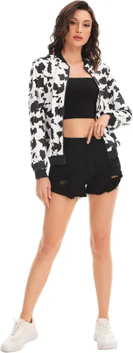 Vista 6 de WDIRARA Chaqueta casual de manga larga con estampado a cuadros y cremallera frontal para mujer