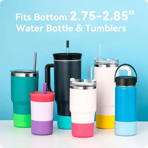 Vista 7 de 2 Pack Silicone Boot Protector Compatible with Owala 24/40oz Travel Tumbler, 12oz Insulation & 14oz Flip Water Bottle Fits 2.75-2.85" Base