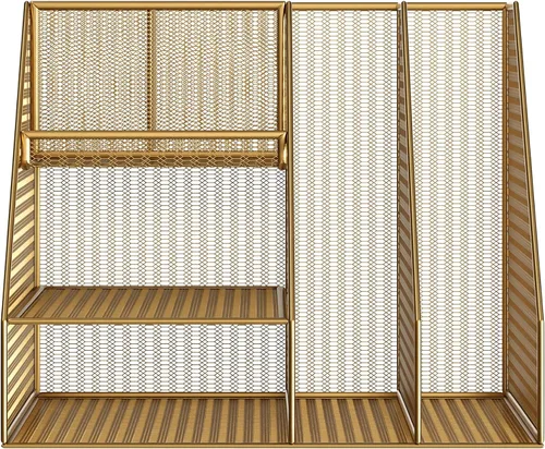 Vista 10 de Martha Stewart Ryder - Organizador de escritorio grande de metal de malla dorada con soporte para archivador de revista, soporte para bolígrafos