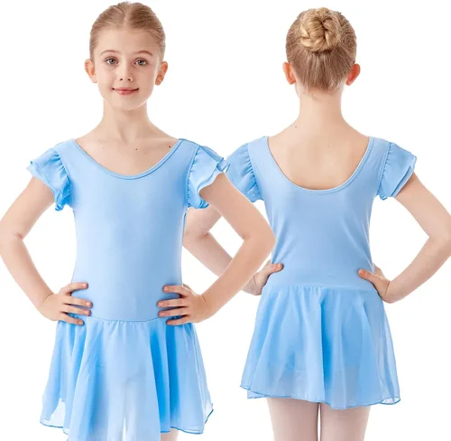 Vista 3 de HiDance Leotardos de ballet para niñas, vestido de baile de bailarina, leotardos de ballet con falda