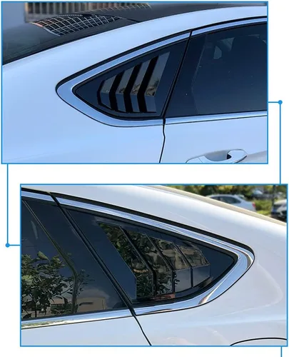 Vista 5 de Rejilla ABS para ventana lateral trasera, embellecedor de ventilación, cubierta de persianas para Ford Fusion 2013 2014 2015 2016 2017 2018 2019