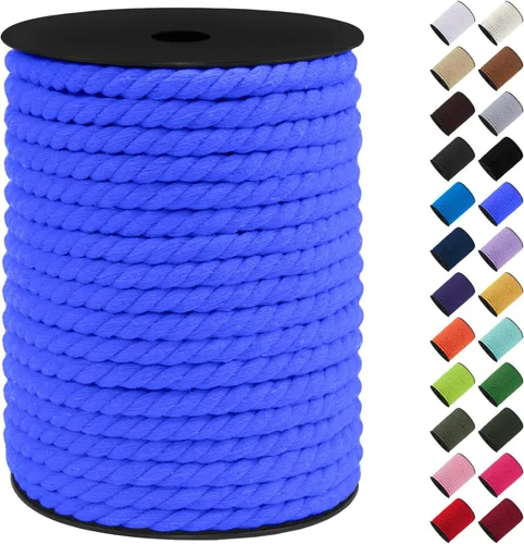 Vista 44 de Cordón de macramé de algodón, 0.315 in x 131 pies, hilo grueso para manualidades, cuerda trenzada de 3 hebras para colgar en la pared, ganchos