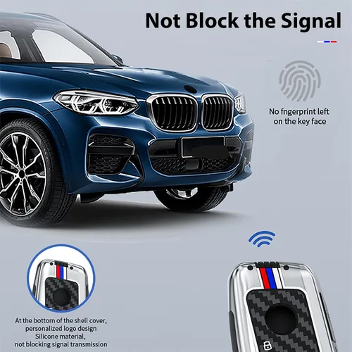 Vista 7 de OLLEN Funda para llavero de aleación de zinc pesada, apta para BMW 2023 ~ en adelante 5/7 Series 740i 760i X1 X2 X3 X3 X5 X6 X7 XM IX IX IX3 I5 I7