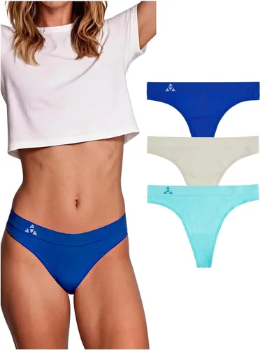 Vista 20 de Balanced Tech Ropa interior que absorbe la humedad para mujer, tangas de entrenamiento sin costuras, de secado rápido, tangas de viaje Paquete de 6