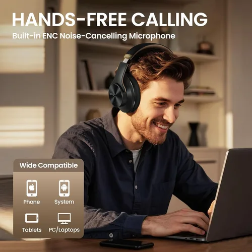 Vista 10 de DOQAUS Auriculares Bluetooth sobre la oreja, control de aplicaciones Negro
