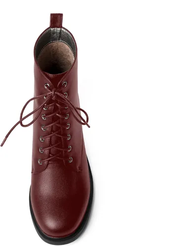 Vista 10 de ROSERWISH Botas altas de tacón bajo y grueso para mujer, con cordones, cómodas, modernas, con puntera redonda, de 2.5 pulgadas