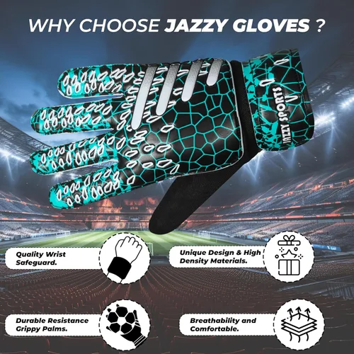 Vista 7 de Guantes de portero de fútbol para niños, jóvenes y adultos, guantes de portero de fútbol funky con doble protección para la muñeca de 0.157 in