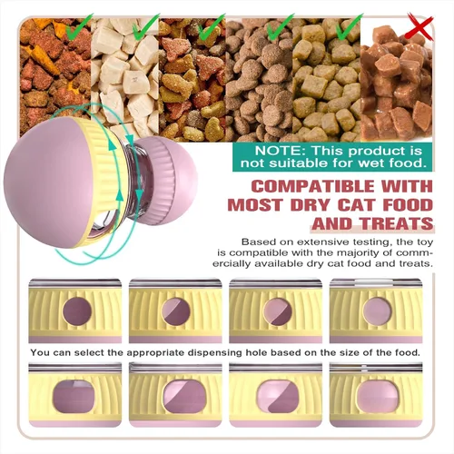 Vista 4 de TLKNG Juguete dispensador de golosinas para gatos, alimentador de rompecabezas y bola dispensadora de alimentos, juguetes de enriquecimiento