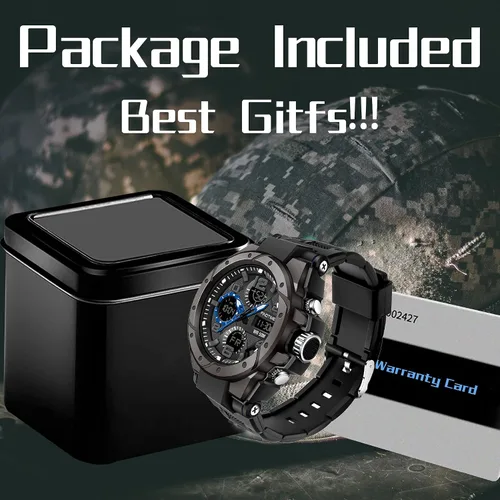 Vista 7 de findtime Relojes militares para hombre, reloj deportivo para hombre, táctico, resistente al agua, digital, deportivo, trabajo, analógico