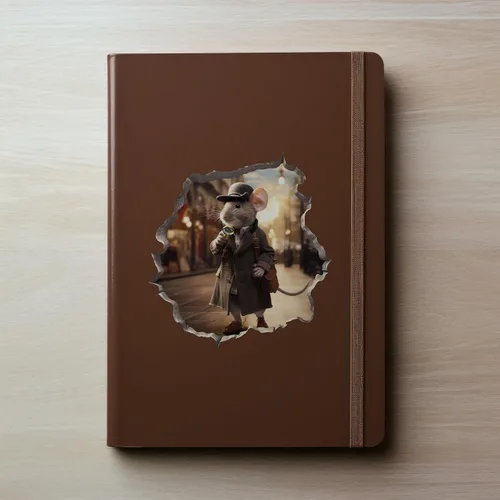 Vista 3 de Detective Sherlock Holmes Mouse in Mouse Hole Calcomanía de pared 3D