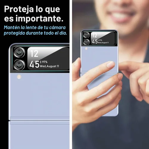 Vista 2 de YWXTW [Paquete de 2+2] para Samsung Galaxy Z Flip 4 5G EPU protector de pantalla + protector de lente de cámara de vidrio templado, ultrafino