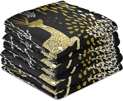 Vista 4 de ALAZA Toallas decorativas de cocina de reno de Navidad, 1 pieza, suaves y absorbentes, toallas de mano para limpieza del hogar, paños de cocina, 18