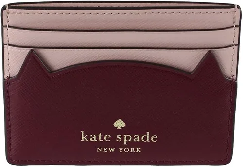 Vista 4 de Kate Spade New York Meow Cat - Tarjetero delgado pequeño para gatos, color rosa