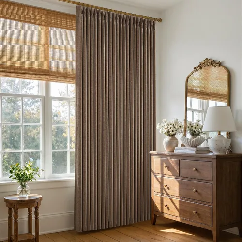 Vista 37 de Cortinas opacas de lino plisado natural de 96 pulgadas de largo