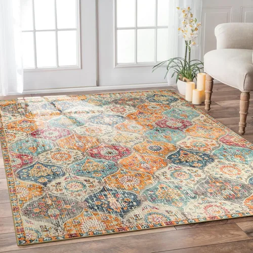 Vista 45 de Lahome - Alfombra marroquí antideslizante y lavable, pequeña alfombra oriental para dormitorio, cocina, entrada, baño, entrada, 61 x 91 cm, crema