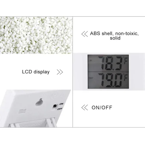 Vista 3 de Medidor de temperatura con cable para interiores y exteriores, termómetro digital con cable de sensor y pantalla LCD, funciona