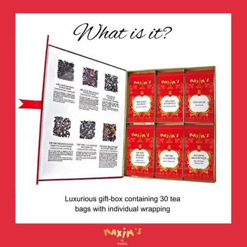 Vista 4 de Maxim's de Paris - Colección de 30 bolsas de té surtidas, caja de regalo de 2.01 oz