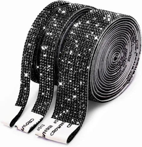 Vista 7 de 3 rollos de 6 m de cinta de diamantes de imitación de cristal autoadhesiva - Cintas adhesivas de diamantes DIY con diamantes de imitación de 2 mm