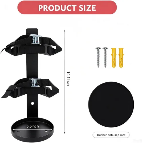 Vista 3 de Fire Extinguisher Mount,Metal Bracket(Black1pcs) Heavy Duty,Wall Mounted Bracket with Rubber Base Pad,Shock Absorbing Design Compatible with 5lb