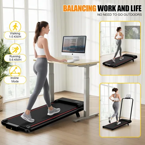 Vista 6 de Incline Walking Pad, 3.5HP Foldable Portable Treadmill with Handle Bars, Ultra Quiet ≤40dB Under Desk Treadmills for Home Office, 330LB Capacity
