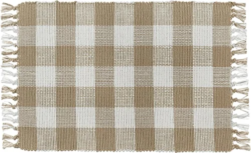 Vista 9 de Park Designs Juego de 4 manteles individuales de lana de búfalo amarillo Yarn Bold Buffalo Print Yellow & Cream Classic Farmhouse Table