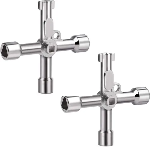 Vista 9 de 2 llaves triangulares Matel Triangular Socket Universal Utility Keys para bloqueo de panel triangular. 0.354 in
