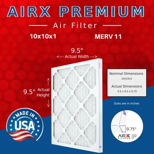 Vista 2 de AIRX FILTERS WICKED CLEAN AIR. Filtro de aire 10x10x1 MERV 11 electrostático plisado filtro de aire acondicionado paquete de 6 filtros de horno HVAC
