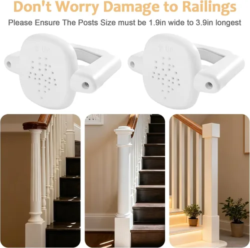 Vista 4 de Adaptador de barandilla para puerta de bebé, 2 protectores de barandilla de escalera, kit de montaje de poste de escalera, puertas para bebés