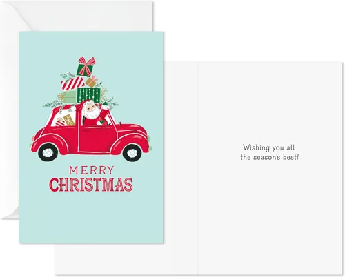 Vista 2 de Hallmark - Tarjetas de Navidad (6 tarjetas con sobres) Papá Noel conduciendo un auto rojo