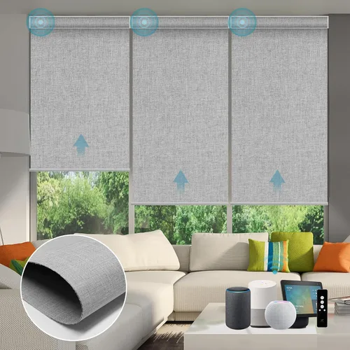 Vista 60 de SmartWings Persianas Motorizadas con Sombras para Ventana Control Remoto Funciona con Thread Apple Homekit Z-Wave Alexa 100% Blackout de Doble Cara