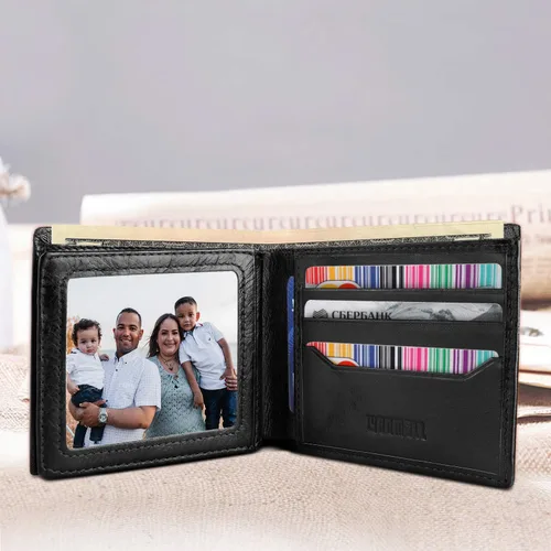 Vista 2 de YOOMALL Cartera de piel para hombre con bolsillo para monedero y ventana de identificación
