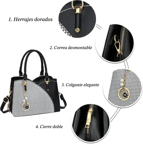 Vista 4 de KKXIU Monederos y bolsos de mano con triple compartimento para mujer, bolso de mano con asa superior