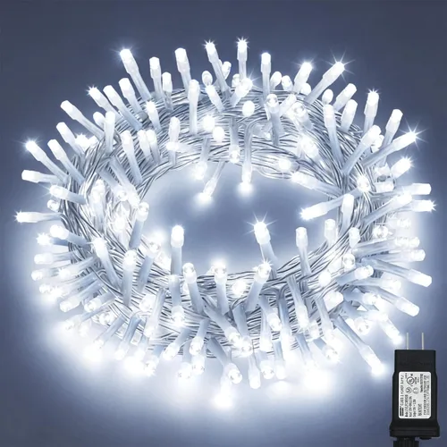 Vista 28 de KNONEW Guirnalda de luces de Navidad para interiores, 60 pies, 180 luces LED impermeables para exteriores, 8 modos de iluminación, función