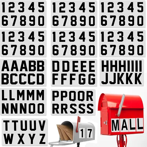 Vista 10 de 120 calcomanías reflectantes de números y letras para buzón, calcomanías autoadhesivas de 2 pulgadas con letras mayúsculas, calcomanías digitales