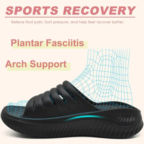 Vista 3 de KuaiLu Sandalias de recuperación para mujer con cómodo apoyo para fascitis plantar, sandalias deportivas ortopédicas con puntera abierta, cojín