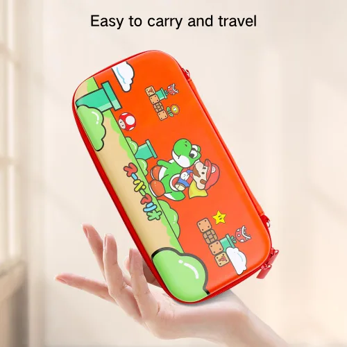 Vista 5 de PERFECTSIGHT Cute Switch Carrying Case for Nintendo Switch OLED Switch Lite Mario Fans, Portable Travel Carry Case with 12 Game Card Slots, Inner