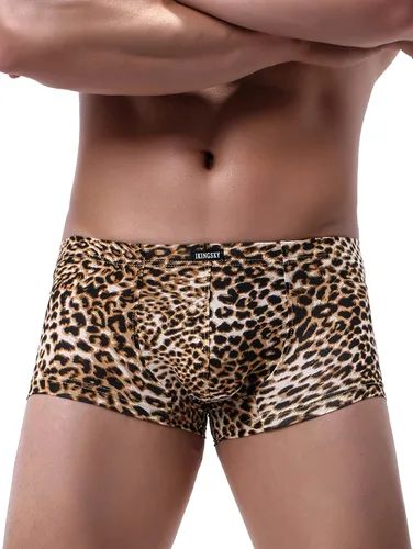 Vista 2 de IKINGSKY iKingksy - Calzoncillos tipo bóxer de leopardo para hombre, de tiro bajo