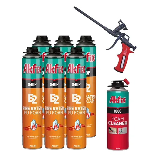 Vista 13 de Akfix 840P Espuma de Poliuretano Expansiva Ignirresistente en Aerosol (1x25.3 Oz.) - Espuma de Sellado Naranja para Ventanas y Puertas, Pinturizable