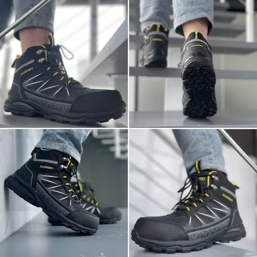 Vista 7 de Botas de trabajo con punta de acero para mujer, botas de trabajo aisladas, zapatos de punta de acero, botas de construcción cómodas, botas