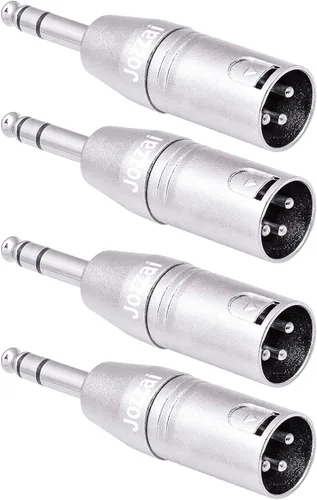Vista 9 de Paquete de 4 adaptadores 1/4 a XLR, TRS a XLR de 1/4 pulgadas (2 pares), 2 piezas macho a macho y 2 piezas macho a hembra, equilibrado de cuarto