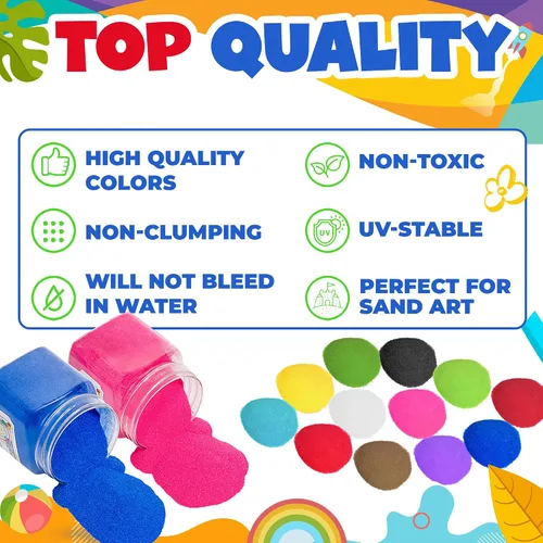 Vista 7 de Arena para arte de arena [20 colores: 15 libras] Arenas de colores a granel, deliciosas arenas divertidas para manualidades, fiestas, niños, bonitas
