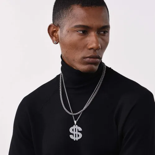 Vista 5 de U7 Colgante punk hip hop para hombre de acero inoxidable chapado en oro de 18 quilates personalizado AK47IcedTijerasCalavera M9 Collares