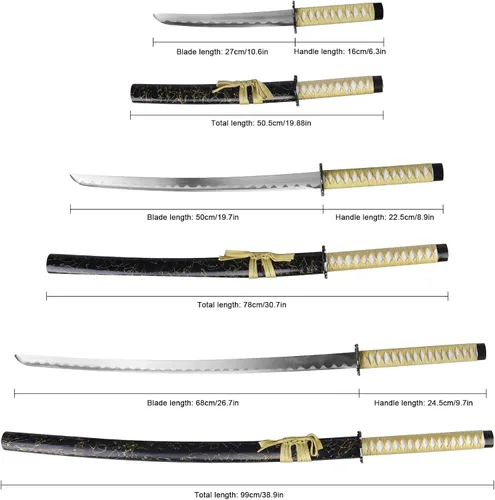 Vista 2 de Espada katana japonesa samurái – Hoja de espiga completa de acero al carbono real sin afilar, espada tradicional de práctica de Iaido
